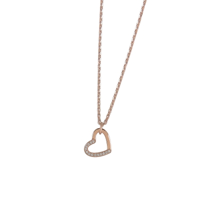 DOOSTI Damen Halskette mit Anhänger Herz 925/- Silber Rosegold vergoldet