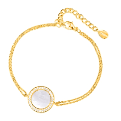 DOOSTI Damen Armband 925/- Silber Gelbgold vergoldet mit Perlmutt Einlage