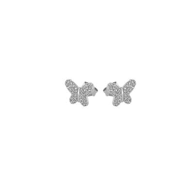 DOOSTI Zarte Ohrstecker Schmetterling 925/- Silber rhodiniert (Paar)