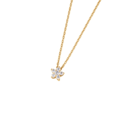 DOOSTI Zarte Halskette Blume 925/- Silber Gelbgold vergoldet