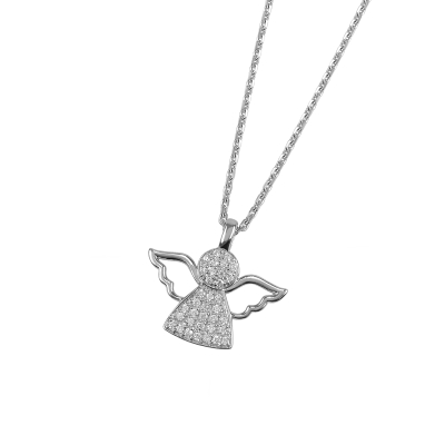 DOOSTI Damen Halskette mit Anhänger Engel 925/- Silber rhodiniert