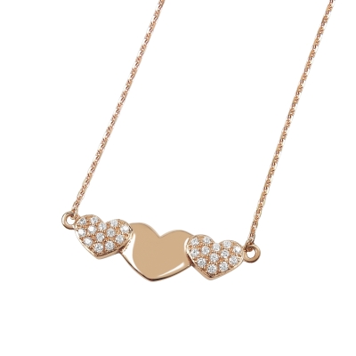DOOSTI Damen Halskette mit Anhänger Herzen 925/- Silber Rosegold vergoldet