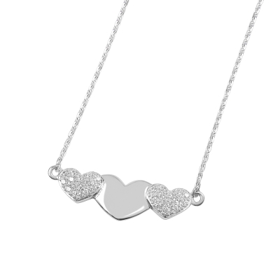 DOOSTI Damen Halskette mit Anhänger Herzen 925/- Silber rhodiniert